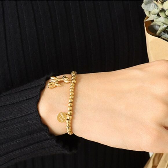 💲2️⃣0️⃣ Bundled ✔️18K Gold-Plated Titanium Steel Puppy Shape Charm Bracelet - Picture 5 of 6